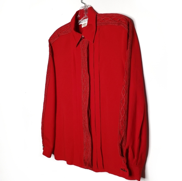 STARINGTON  Red Embroidered Button Blouse - Picture 3 of 15